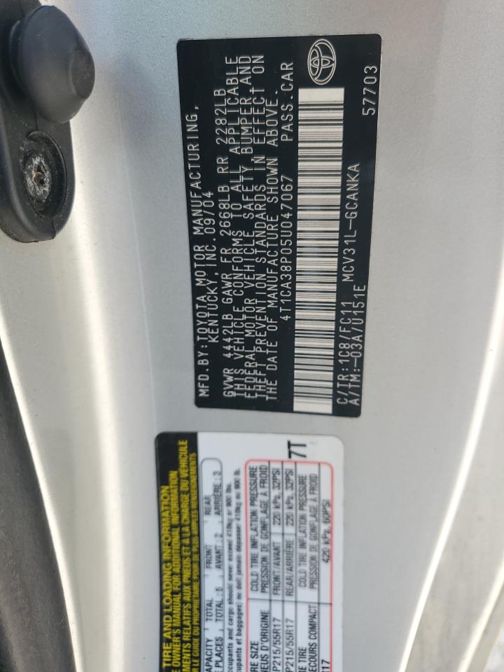 2005 Toyota Camry Solara Se VIN: 4T1CA38P05U047067 Lot: 65292935