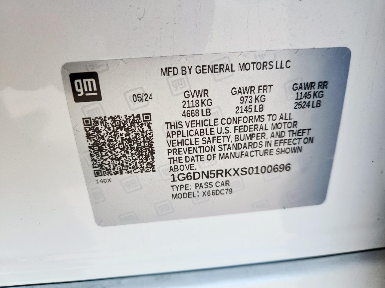 2025 Cadillac Ct5 Premium Luxury VIN: 1G6DN5RKXS0100696 Lot: 63800585