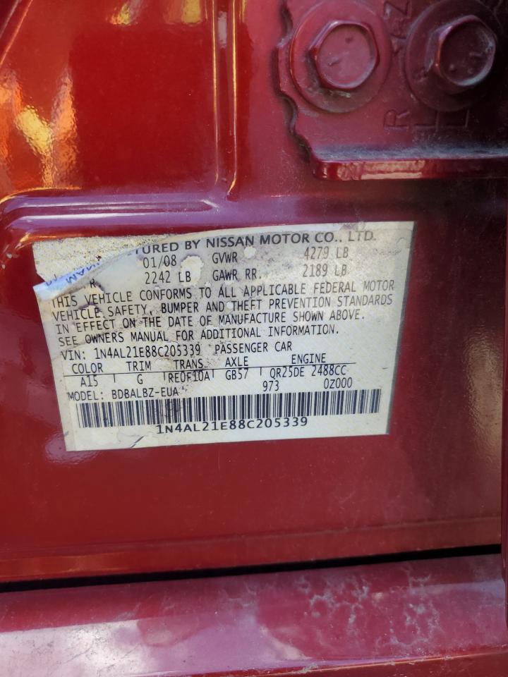 2008 Nissan Altima 2.5 VIN: 1N4AL21E88C205339 Lot: 64576255