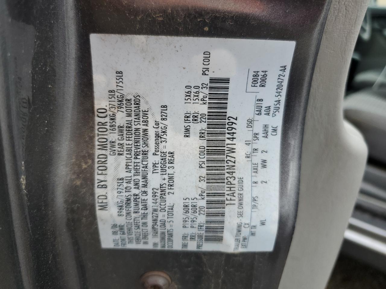 2007 Ford Focus Zx4 VIN: 1FAHP34N27W144992 Lot: 65571385