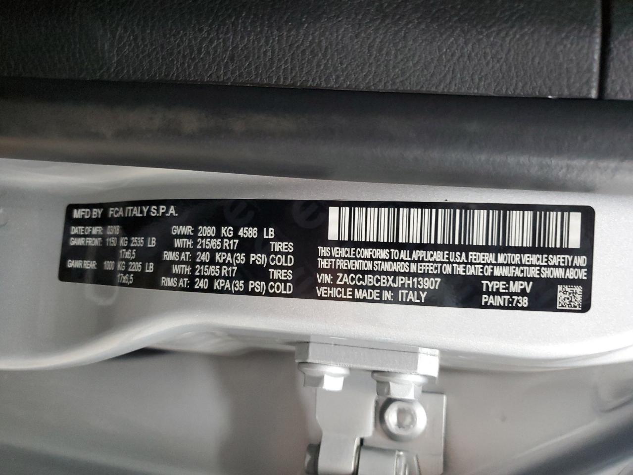 2018 Jeep Renegade Trailhawk VIN: ZACCJBCBXJPH13907 Lot: 66827085