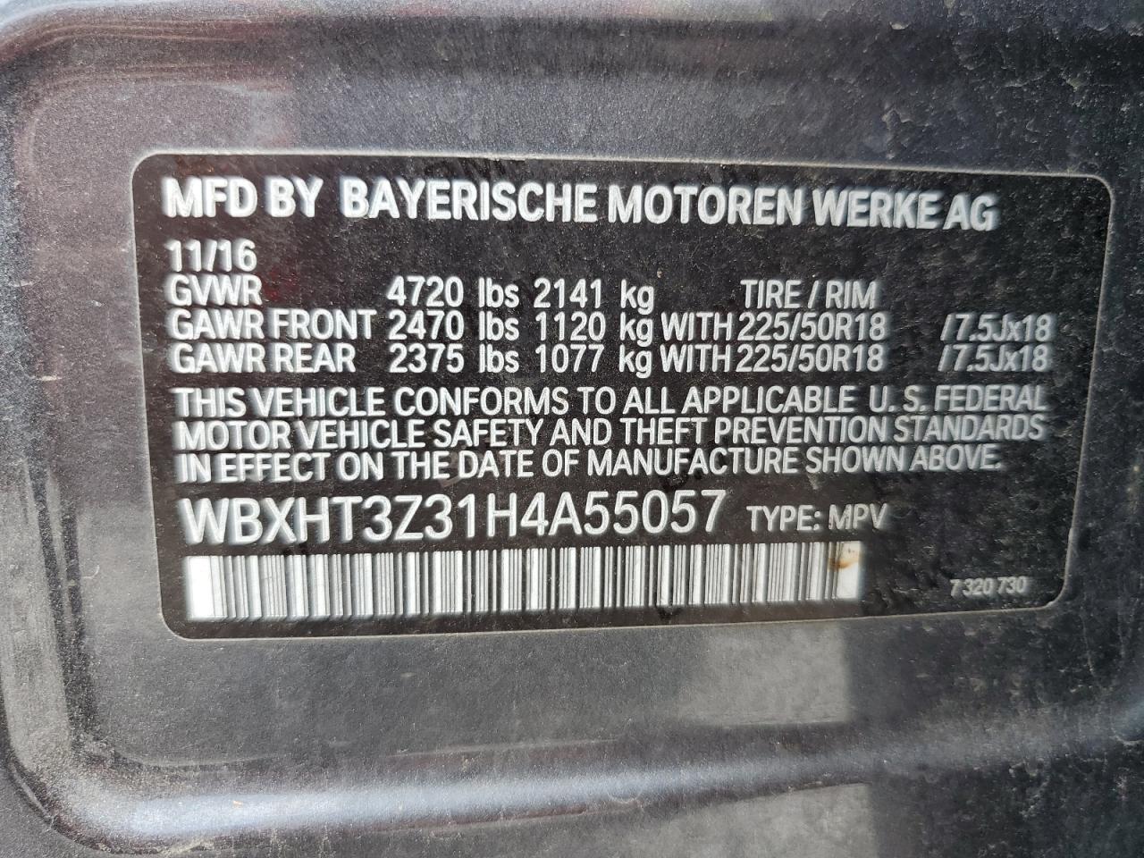 2017 BMW X1 xDrive28I VIN: WBXHT3Z31H4A55057 Lot: 64801045