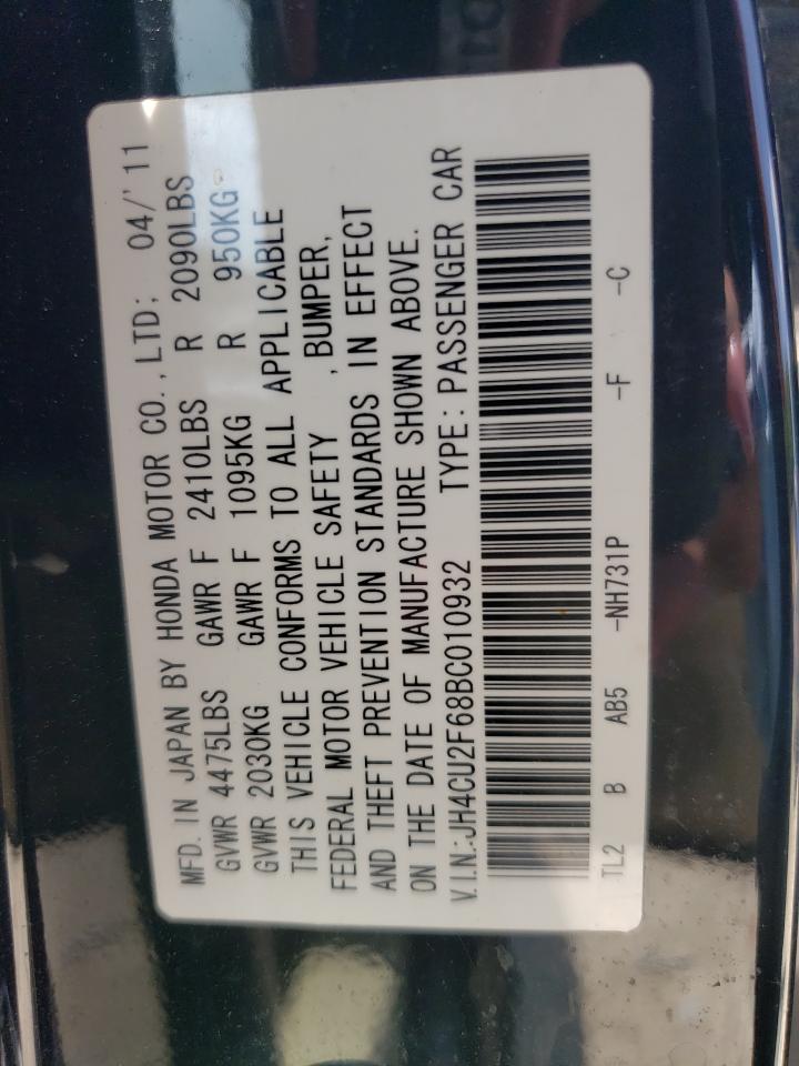 2011 Acura Tsx VIN: JH4CU2F68BC010932 Lot: 62142815