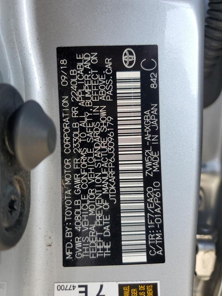 2018 Toyota Prius Prime VIN: JTDKARFP6J3096179 Lot: 65072365