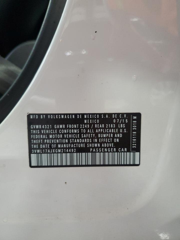 3VWL17AJXGM214492 2016 Volkswagen Jetta Sel