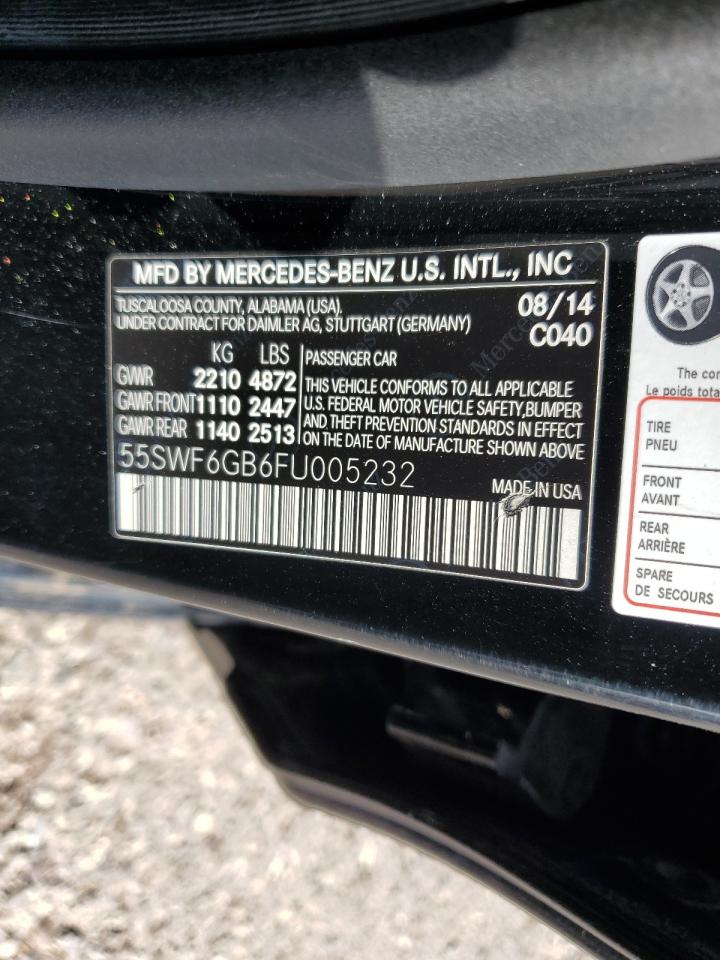 2015 Mercedes-Benz C 400 4Matic VIN: 55SWF6GB6FU005232 Lot: 65263725
