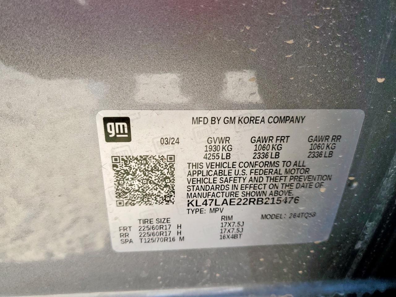 2024 Buick Envista Preferred VIN: KL47LAE22RB215476 Lot: 65833865