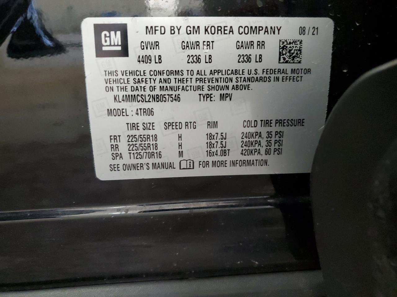 2022 Buick Encore Gx Preferred VIN: KL4MMCSL2NB057546 Lot: 65571515