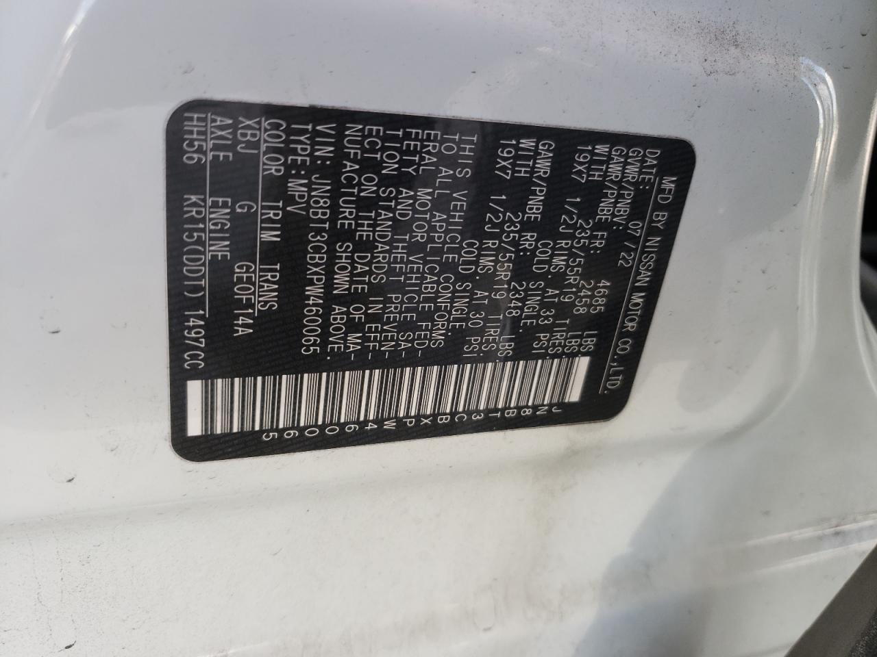 JN8BT3CBXPW460065 2023 Nissan Rogue Sl