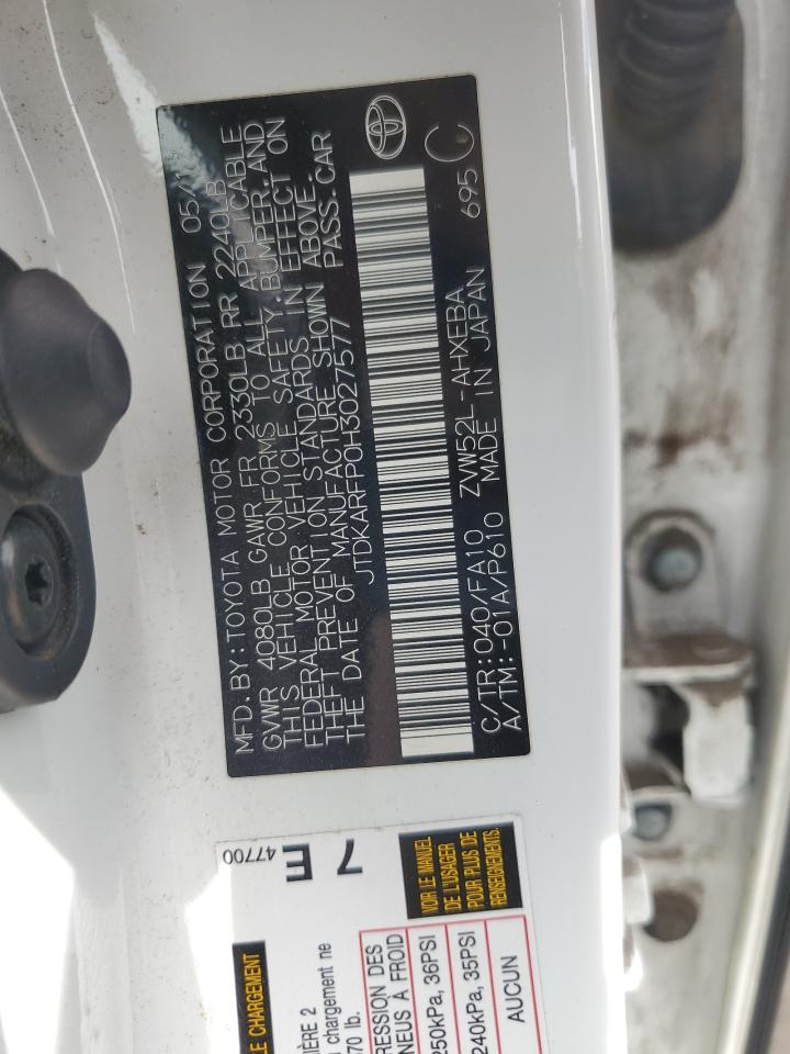 2017 Toyota Prius Prime VIN: JTDKARFP0H3027577 Lot: 65124205