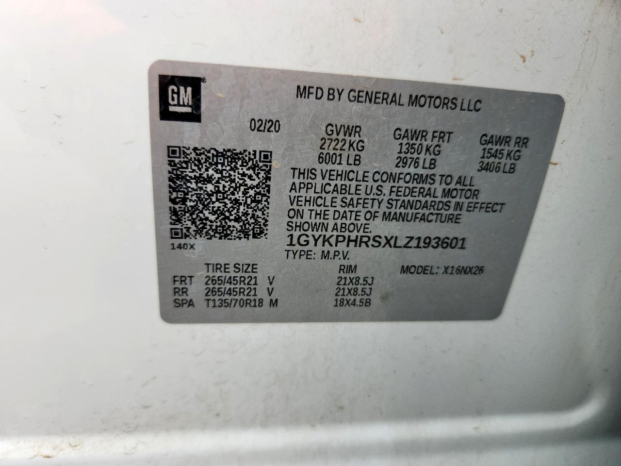 2020 Cadillac Xt6 Sport VIN: 1GYKPHRSXLZ193601 Lot: 63066635