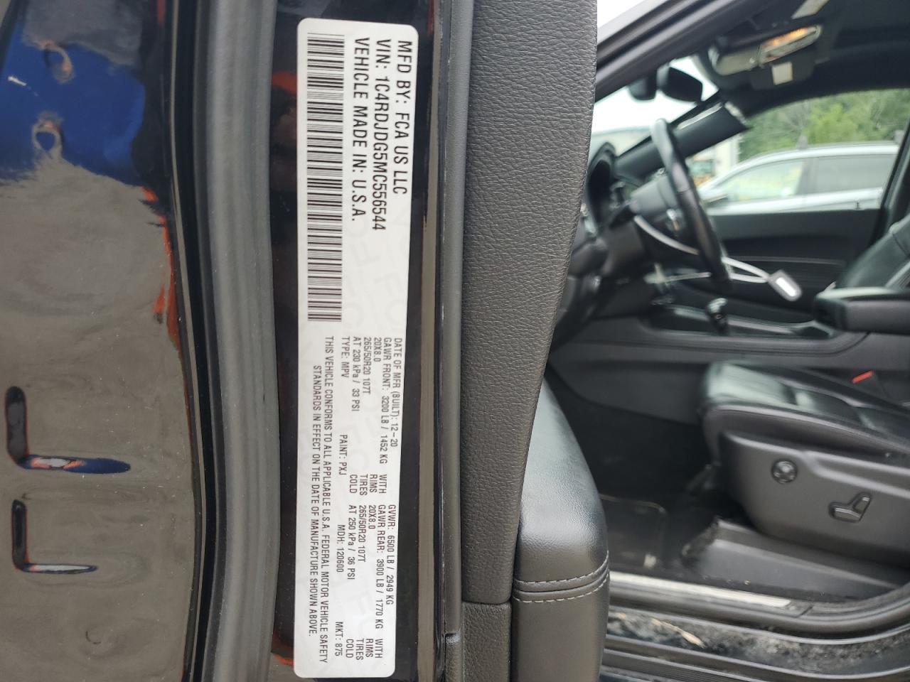 2021 Dodge Durango Gt VIN: 1C4RDJDG5MC556544 Lot: 64463075