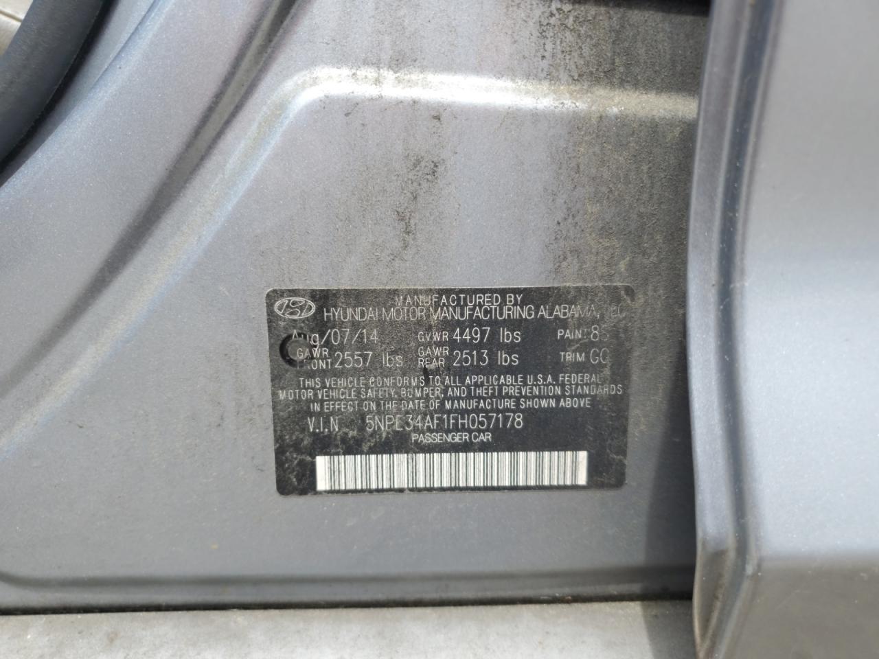 2015 Hyundai Sonata Sport VIN: 5NPE34AF1FH057178 Lot: 64274915
