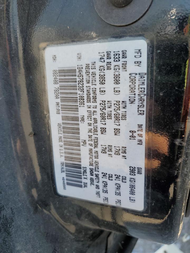 2002 Dodge Durango R/T VIN: 1B4HS78Z32F108361 Lot: 63434675