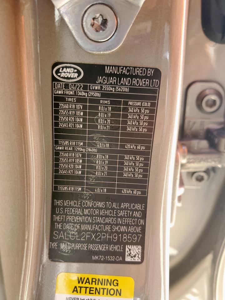 2023 Land Rover Discovery Sport Se R-Dynamic VIN: SALCL2FX2PH918597 Lot: 64897035
