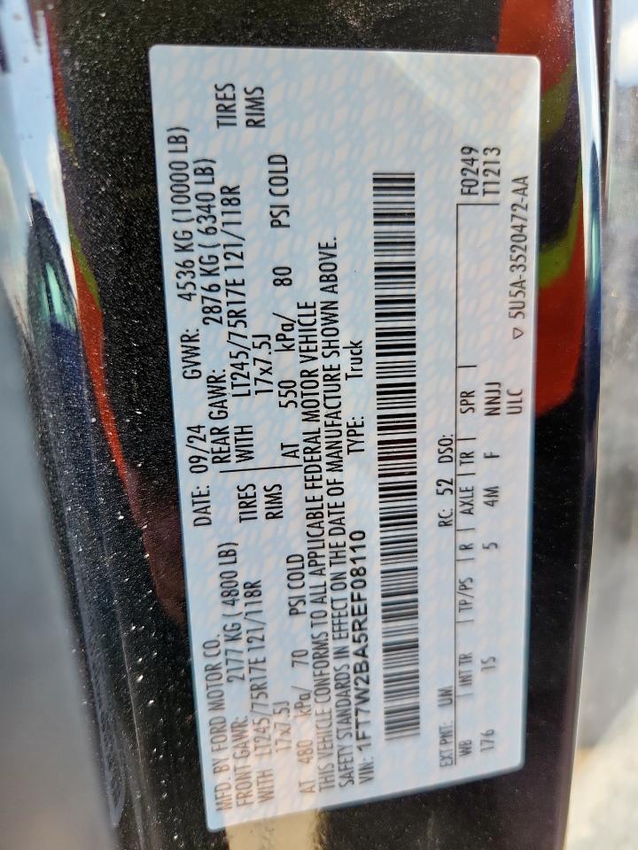 2024 Ford F250 Super Duty VIN: 1FT7W2BA5REF08110 Lot: 64604345