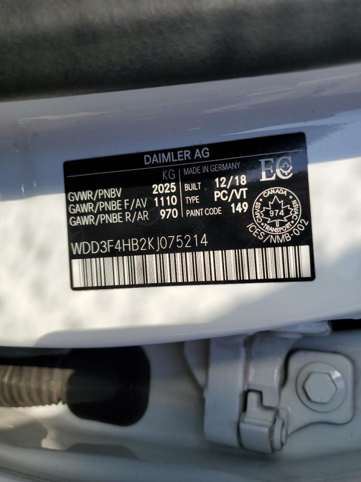 2019 Mercedes-Benz A 250 4Matic VIN: WDD3F4HB2KJ075214 Lot: 65909215