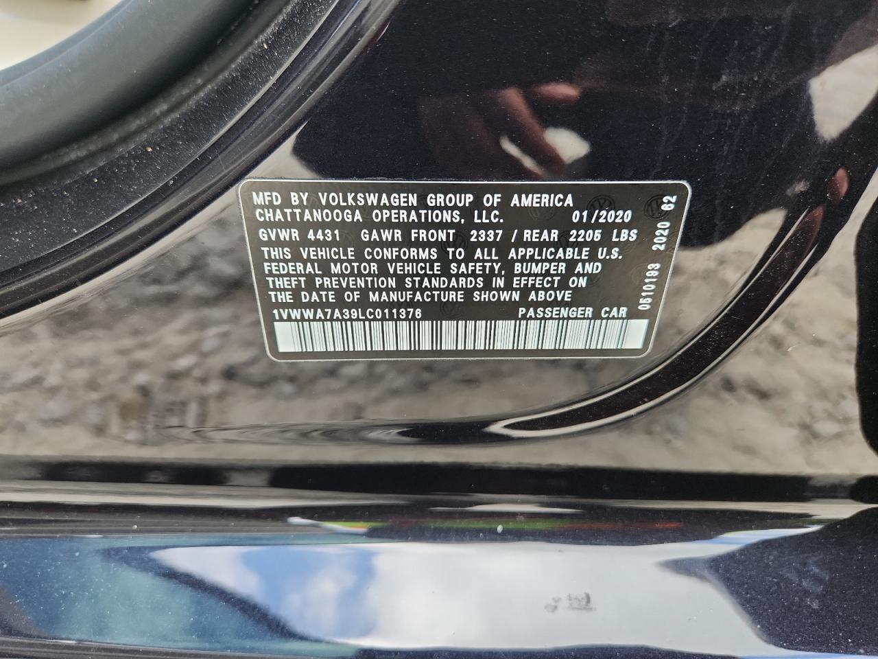2020 Volkswagen Passat Se VIN: 1VWWA7A39LC011376 Lot: 64318125