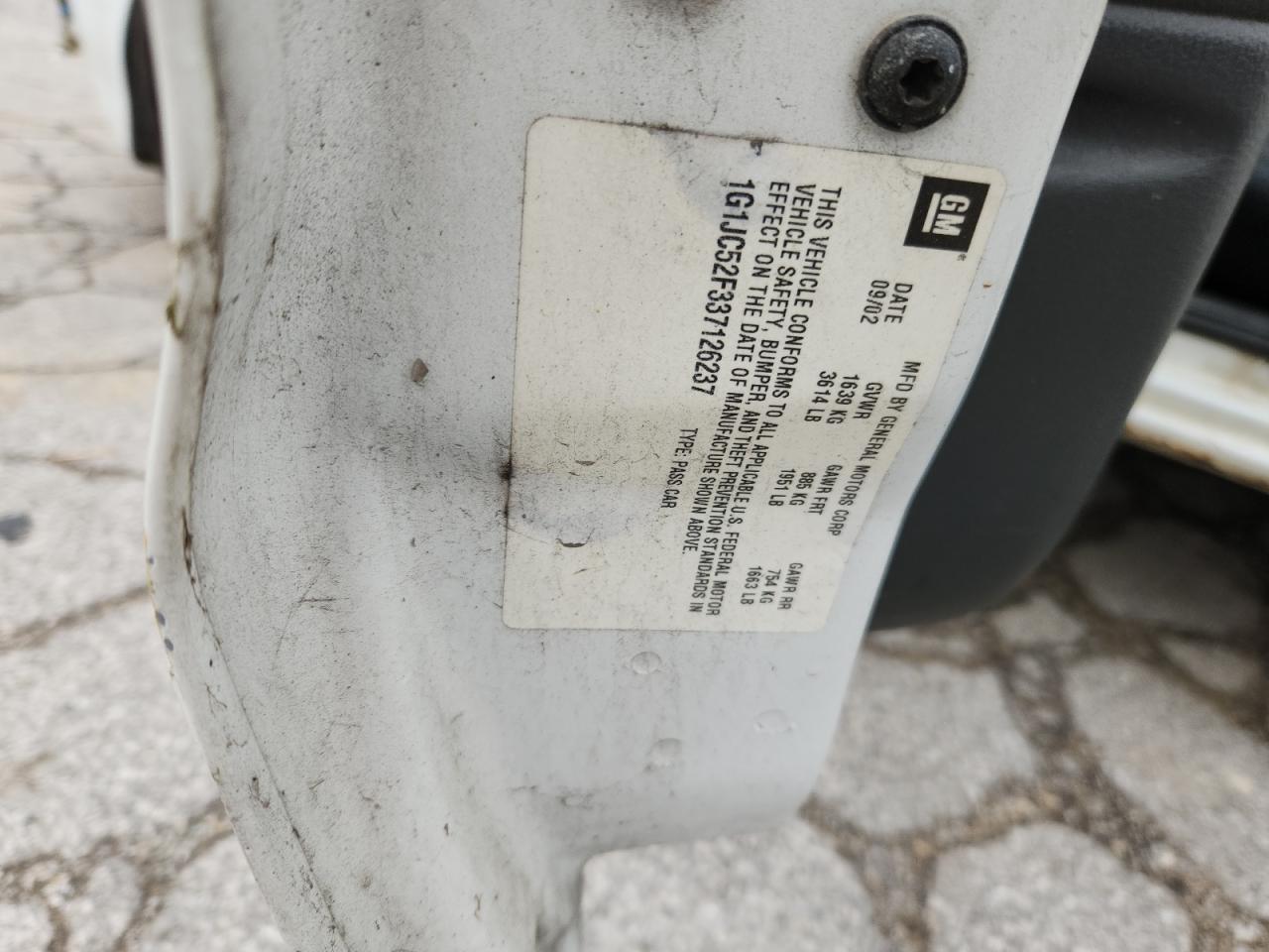 1g1jc52f337126237 1G1JC52F337126237 2003 Chevrolet Cavalier
