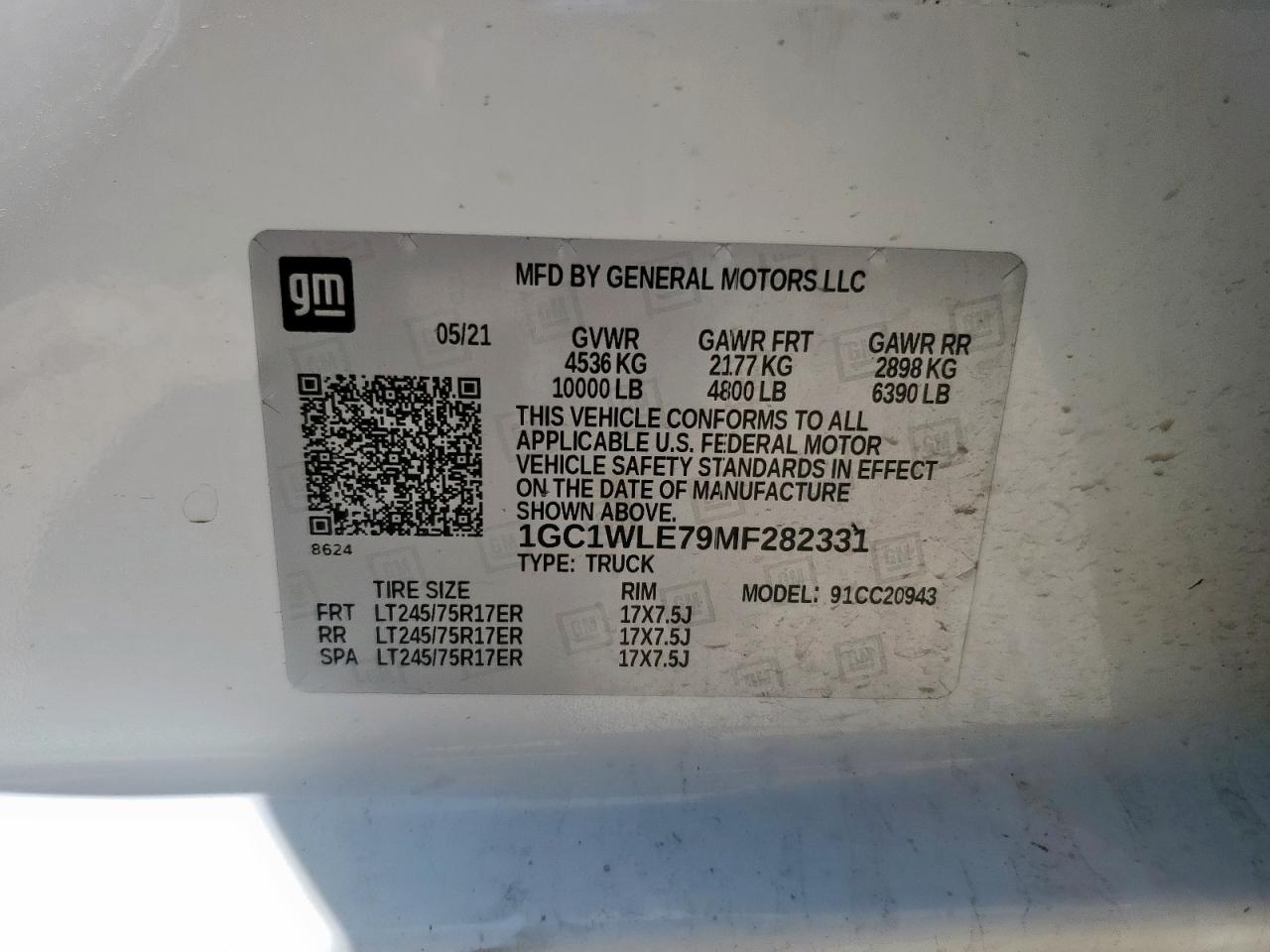 2021 Chevrolet Silverado C2500 Heavy Duty VIN: 1GC1WLE79MF282331 Lot: 64801035