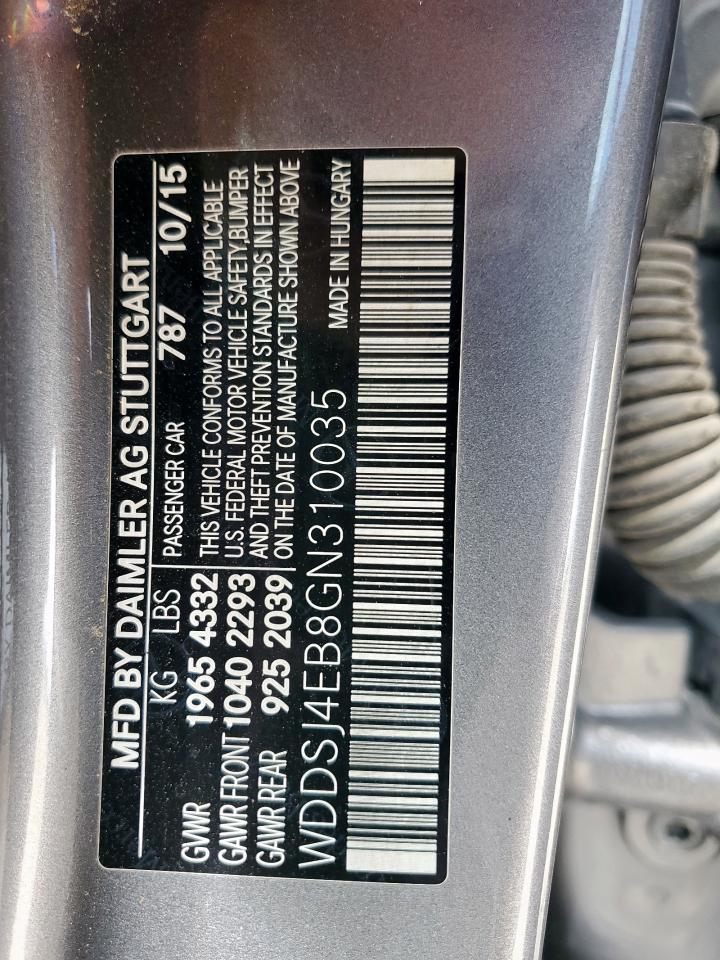 2016 Mercedes-Benz Cla 250 VIN: WDDSJ4EB8GN310035 Lot: 63518965