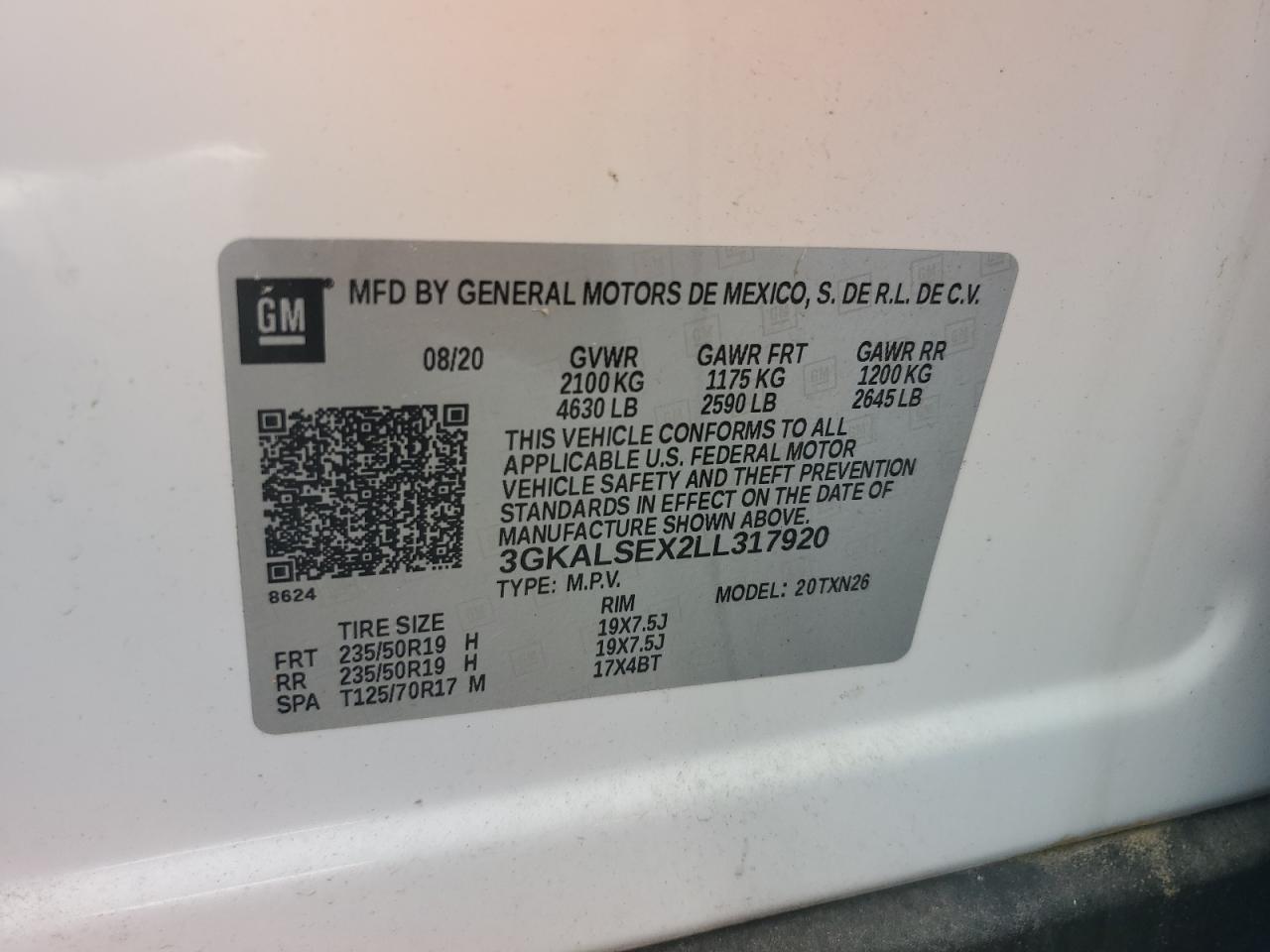 2020 GMC Terrain Denali VIN: 3GKALSEX2LL317920 Lot: 64155055