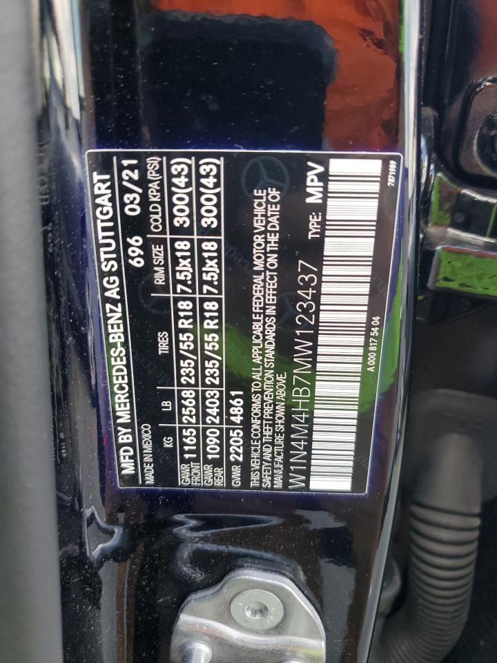 2021 Mercedes-Benz Glb 250 4Matic VIN: W1N4M4HB7MW123437 Lot: 64836025