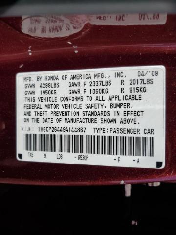 2009 HONDA ACCORD LXP  