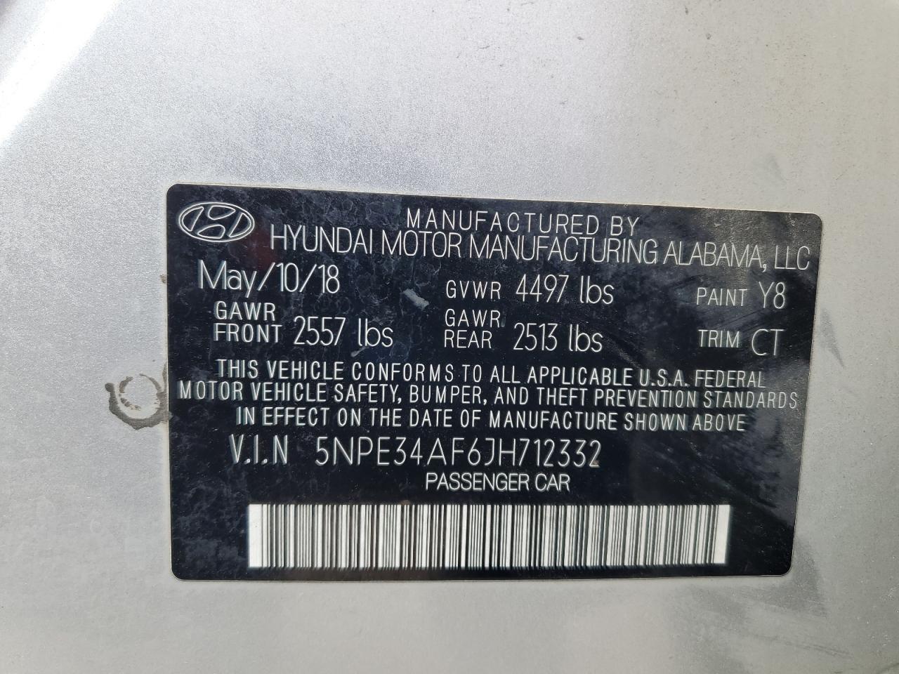 5NPE34AF6JH712332 2018 Hyundai Sonata Sport