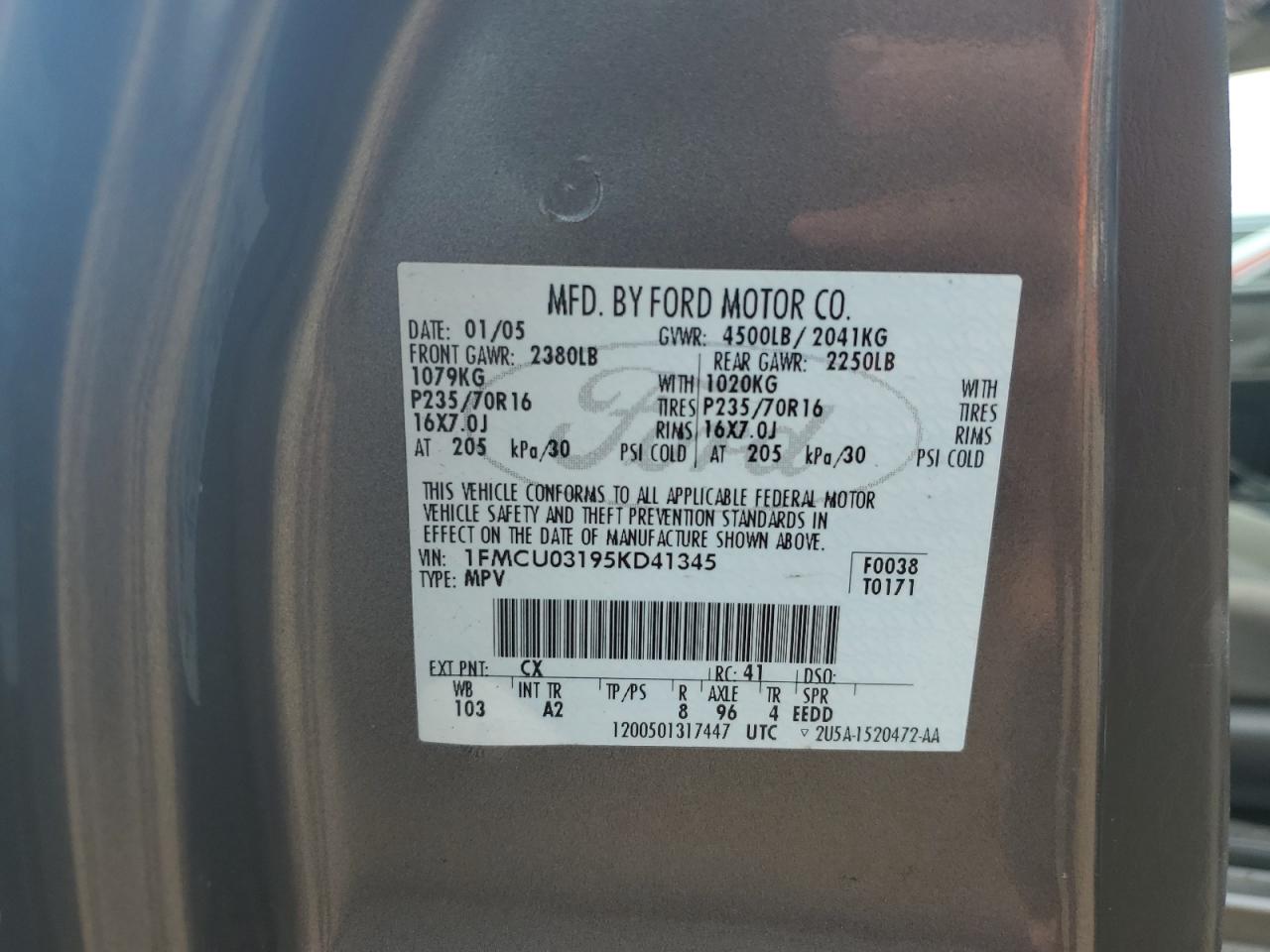 2005 Ford Escape Xlt VIN: 1FMCU03195KD41345 Lot: 63432585