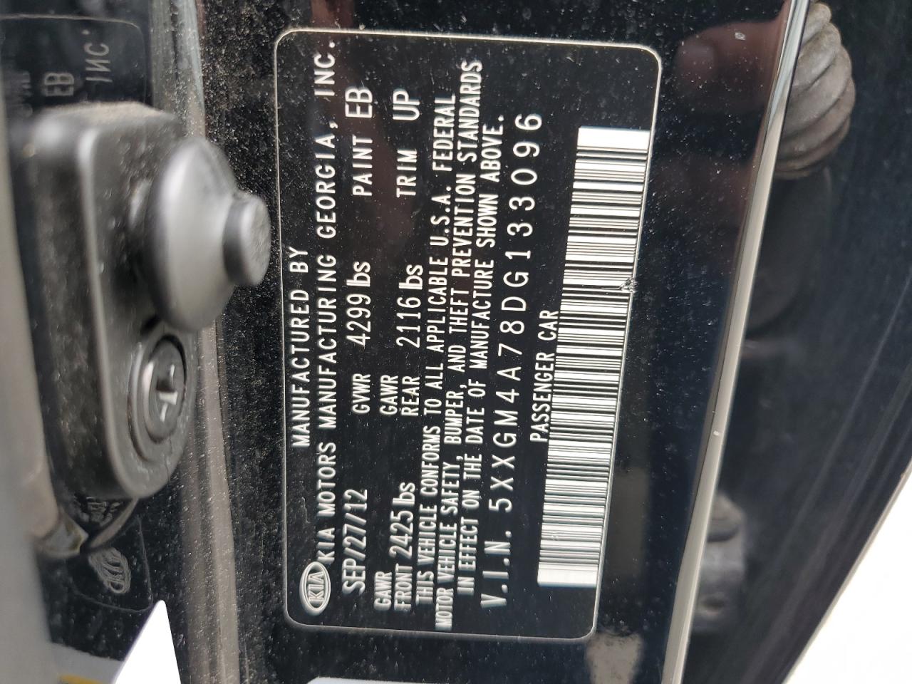 2013 Kia Optima Lx VIN: 5XXGM4A78DG133096 Lot: 64899545