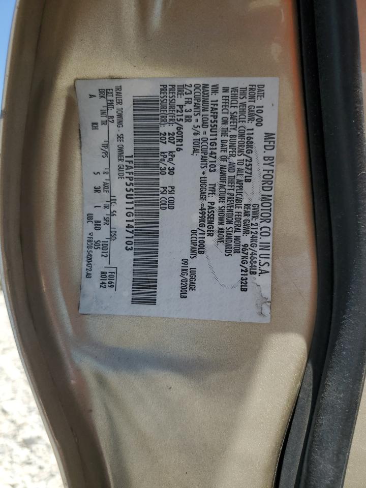 2001 Ford Taurus Ses VIN: 1FAFP55U11G147103 Lot: 63793625