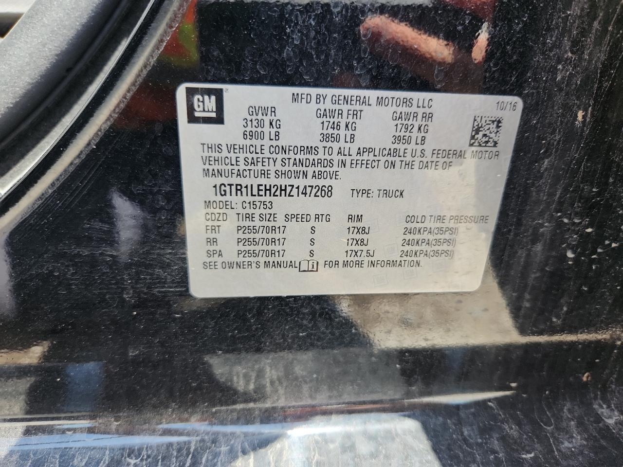 2017 GMC Sierra C1500 VIN: 1GTR1LEH2HZ147268 Lot: 64280045