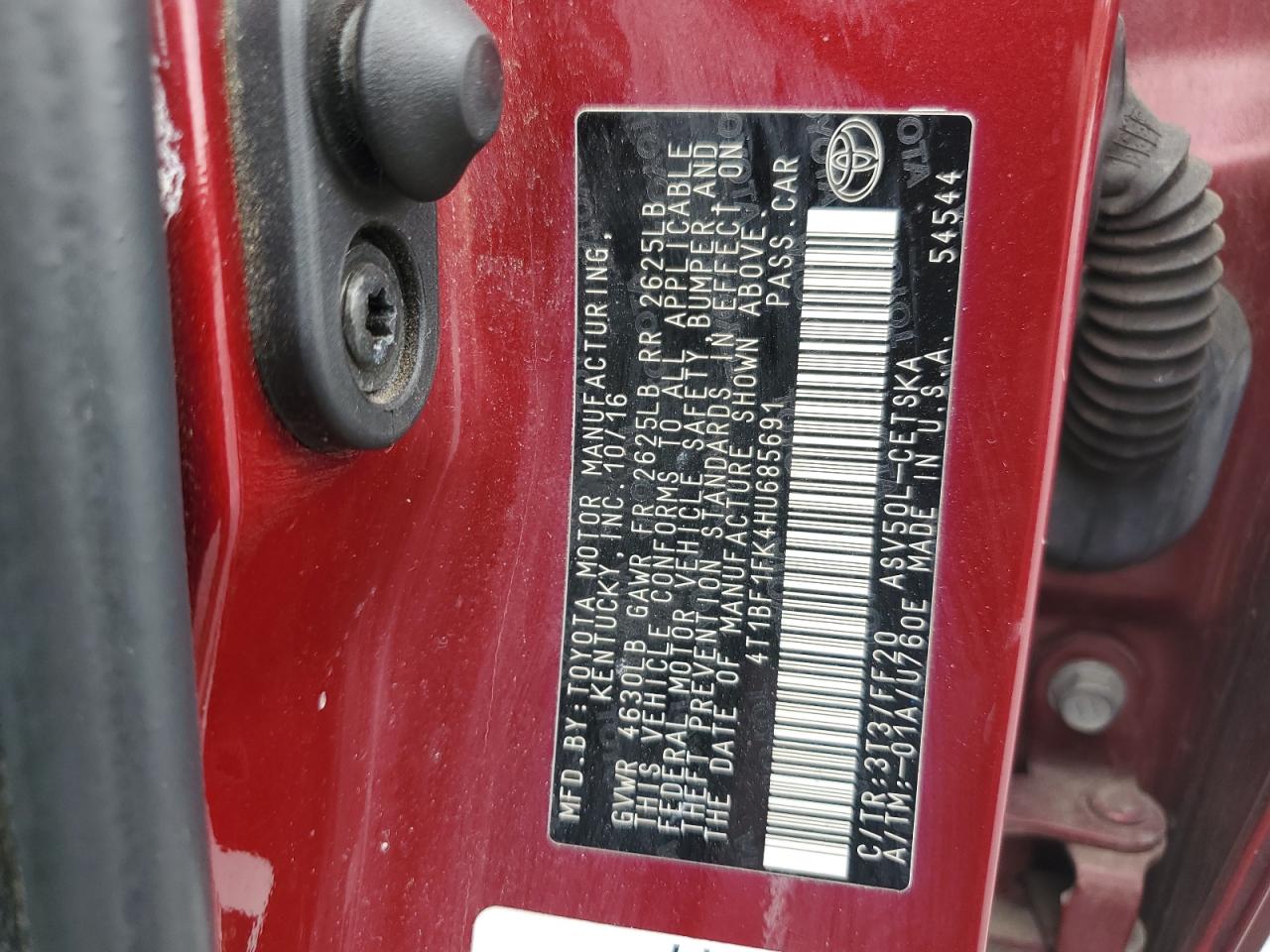 2017 Toyota Camry Le VIN: 4T1BF1FK4HU685691 Lot: 65012445