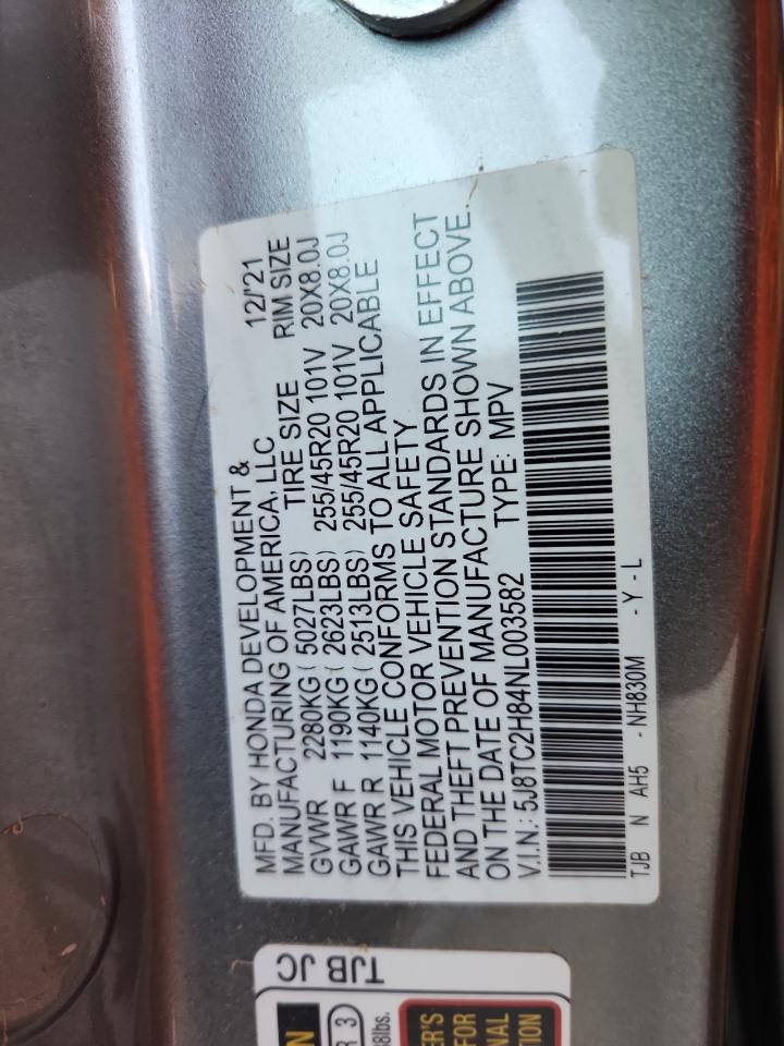 2022 Acura Rdx A-Spec Advance VIN: 5J8TC2H84NL003582 Lot: 64827445