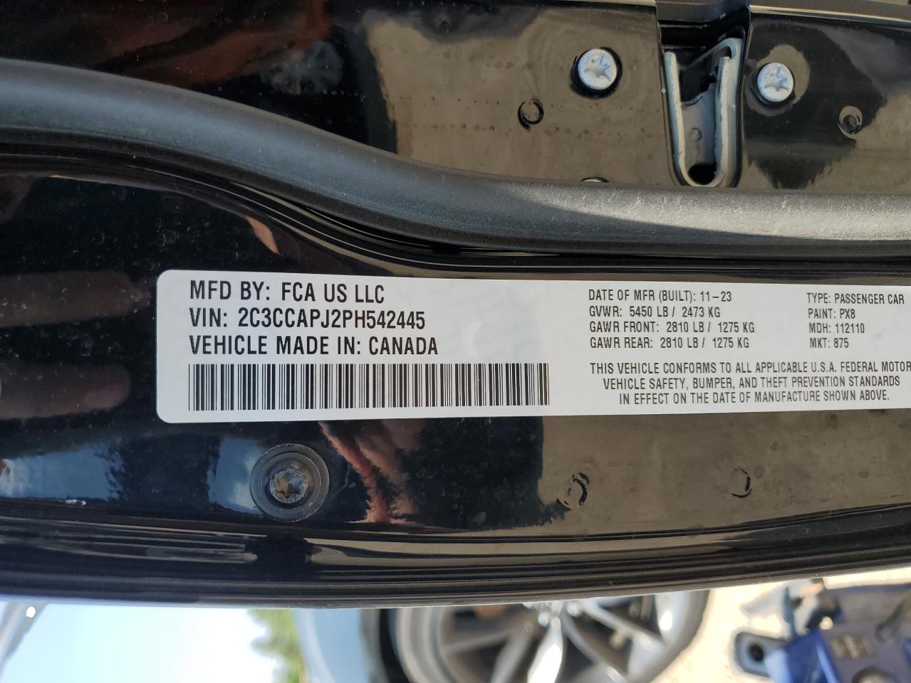 2023 Chrysler 300C VIN: 2C3CCAPJ2PH542445 Lot: 64880055