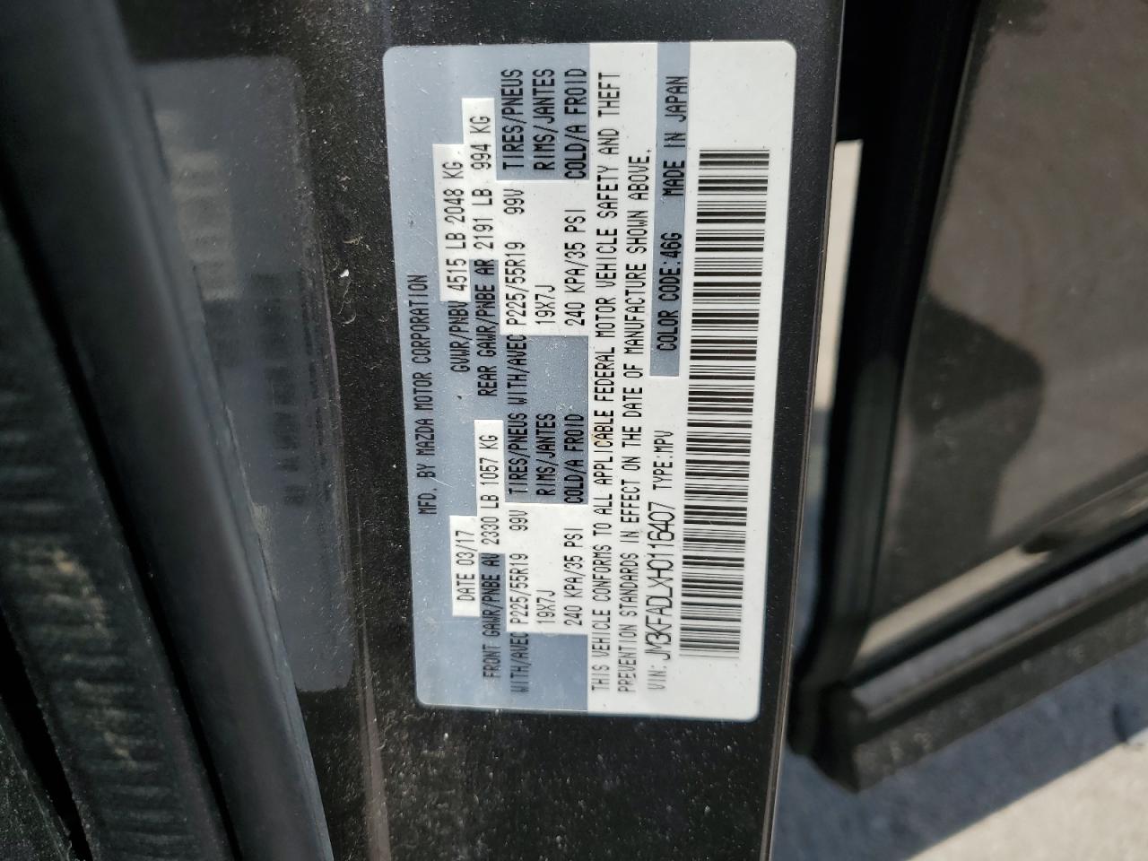 2017 Mazda Cx-5 Grand Touring VIN: JM3KFADLXH0116407 Lot: 64577695