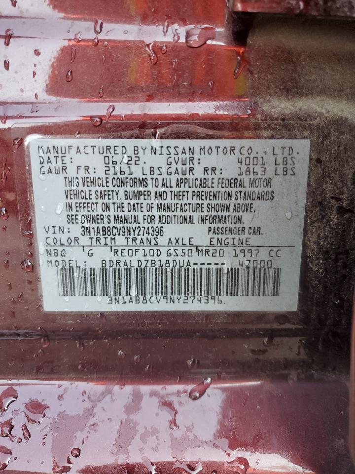 2022 Nissan Sentra Sv VIN: 3N1AB8CV9NY274396 Lot: 63881465