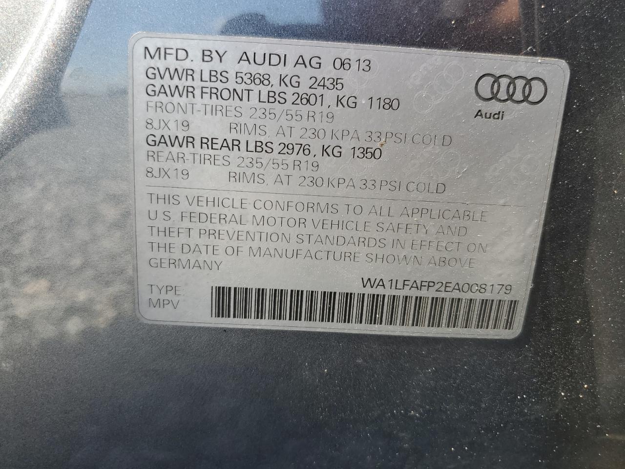 2014 Audi Q5 Premium Plus VIN: WA1LFAFP2EA008179 Lot: 65066205