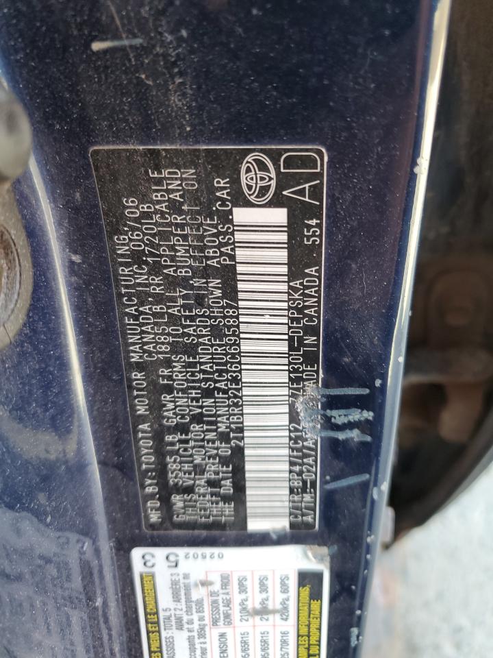 2006 Toyota Corolla Ce VIN: 2T1BR32E36C695887 Lot: 65442615