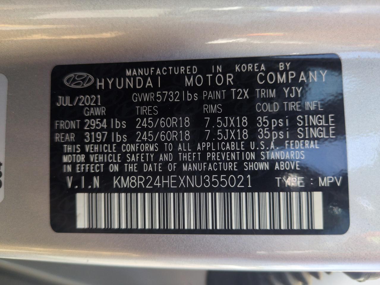 2022 Hyundai Palisade Sel VIN: KM8R24HEXNU355021 Lot: 63454435
