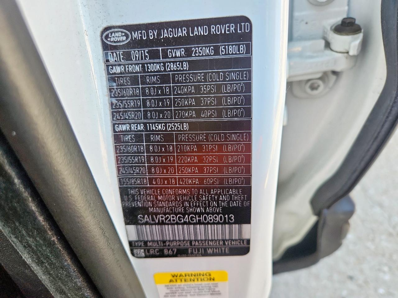 2016 Land Rover Range Rover Evoque Hse VIN: SALVR2BG4GH089013 Lot: 65566805