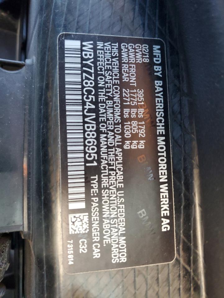 2018 BMW I3 S Rex VIN: WBY7Z8C54JVB86951 Lot: 63510585