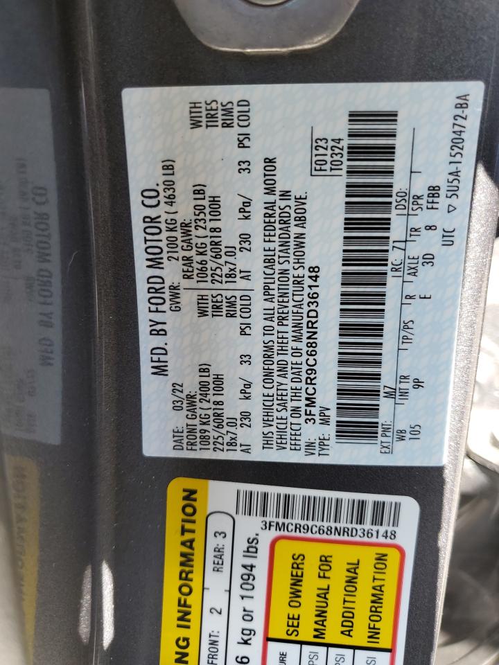 2022 Ford Bronco Sport Outer Banks VIN: 3FMCR9C68NRD36148 Lot: 66846265