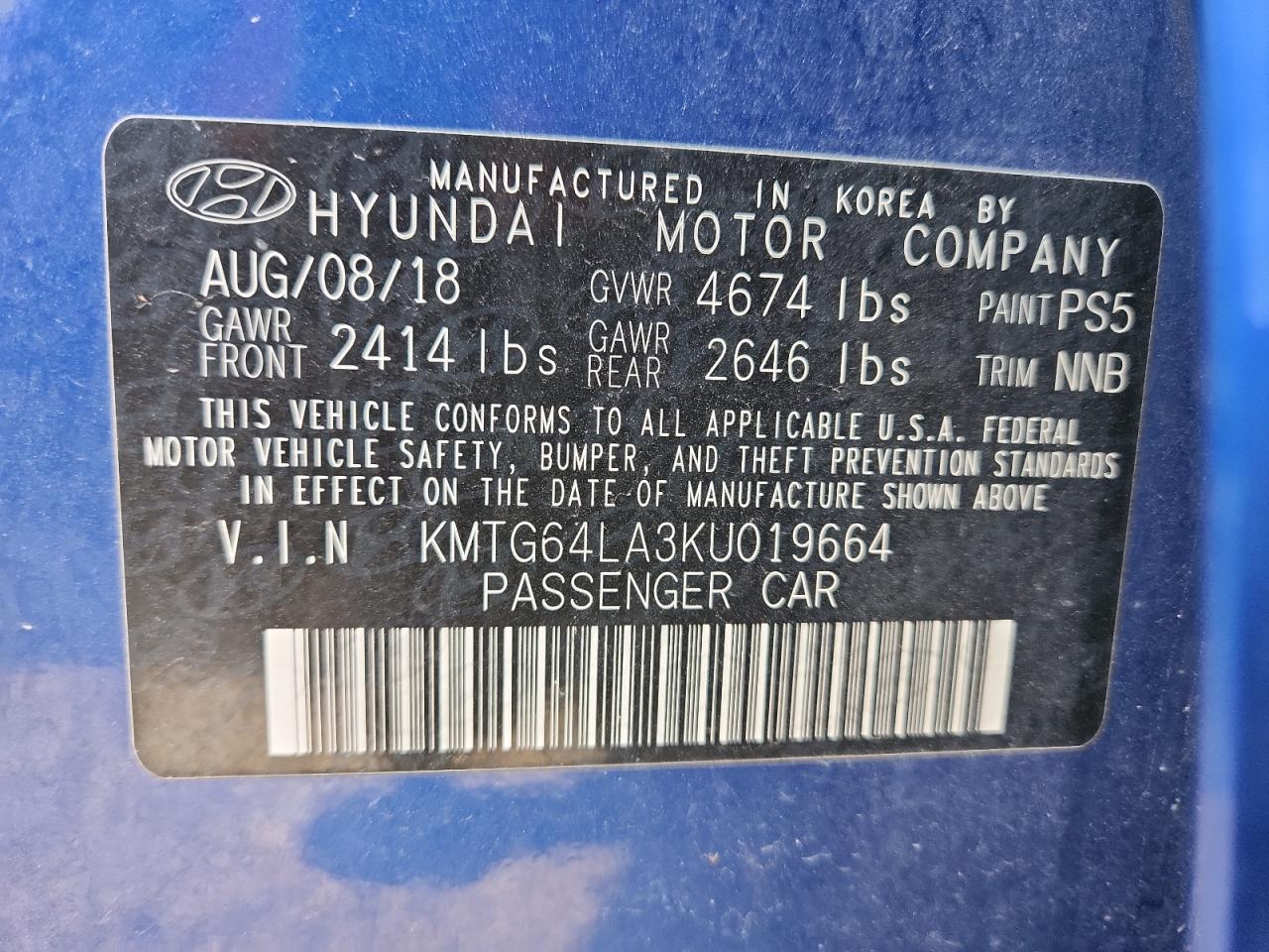 2019 Genesis G70 Advanced VIN: KMTG64LA3KU019664 Lot: 62347995