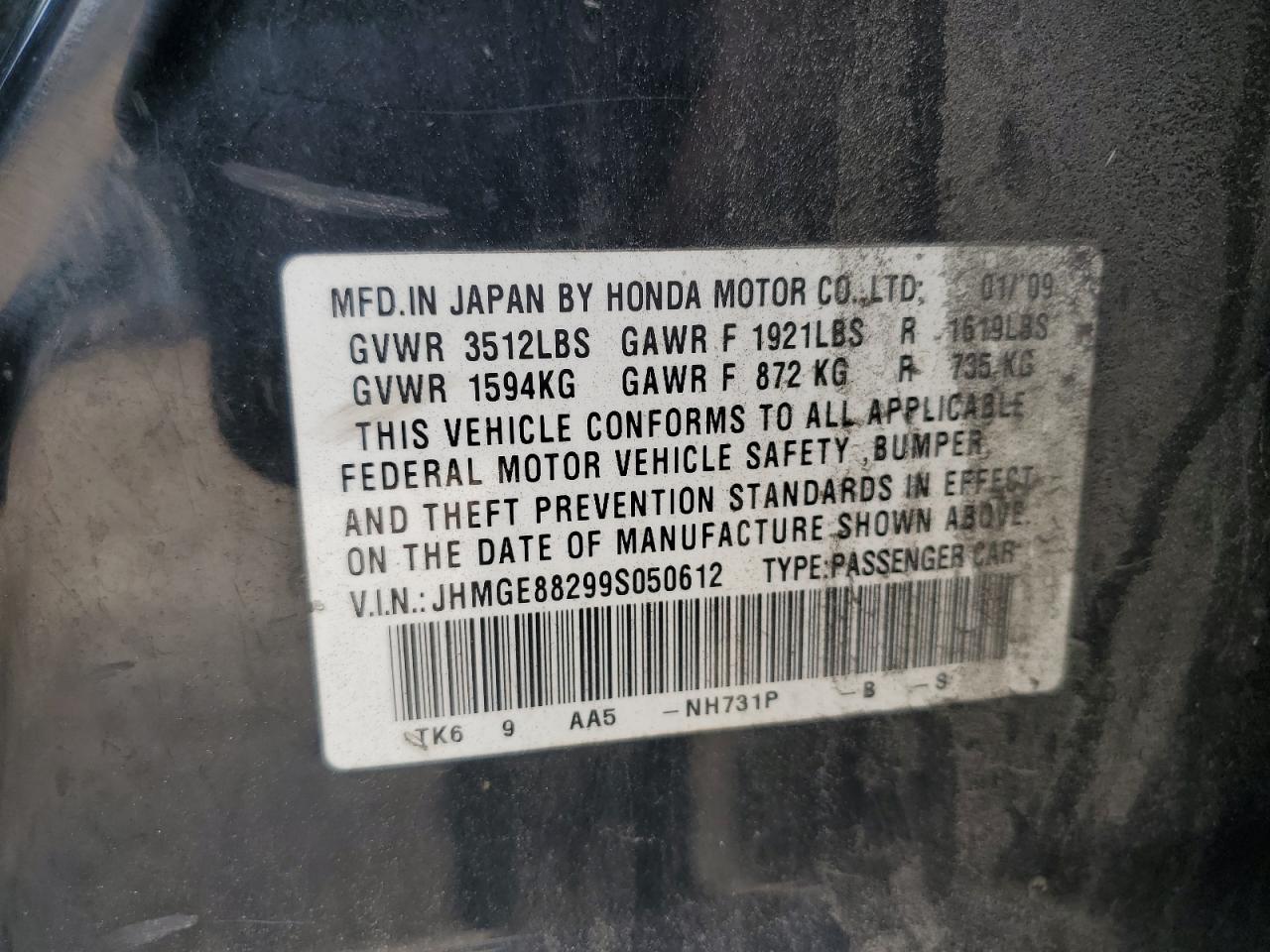 2009 Honda Fit VIN: JHMGE88299S11111X Lot: 64429195
