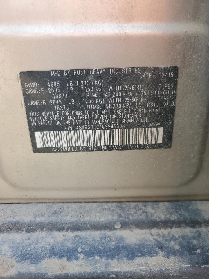 2016 Subaru Outback 2.5I Limited VIN: 4S4BSBLC1G3245608 Lot: 65970085