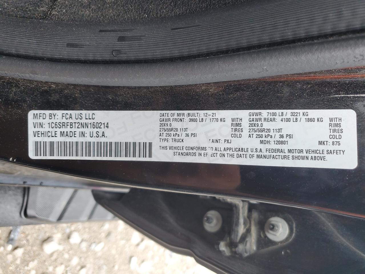 2022 Ram 1500 Big Horn/Lone Star VIN: 1C6SRFBT2NN160214 Lot: 65279575