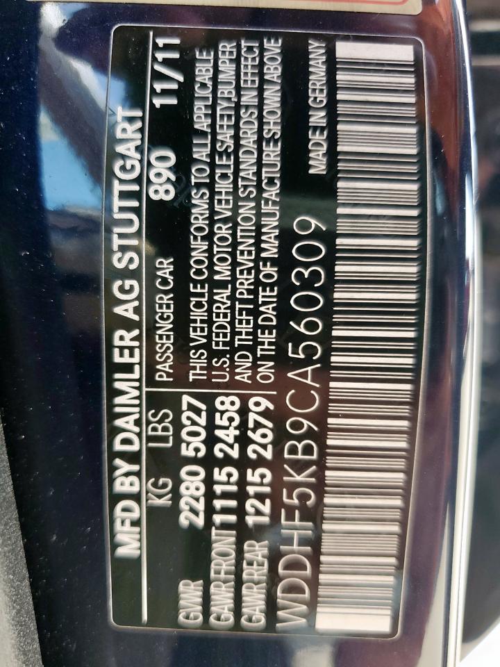 2012 Mercedes-Benz E 350 VIN: WDDHF5KB9CA560309 Lot: 64280515