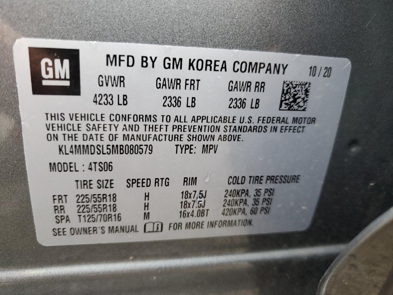 2021 Buick Encore Gx Select VIN: KL4MMDSL5MB080579 Lot: 64082615